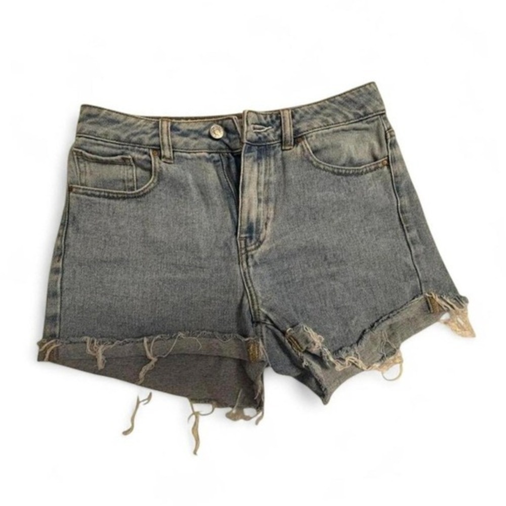 Indie Sleaze Denim Micro Shorts Frayed Hem Size 25 Mom Short PacSun‎ Distressed